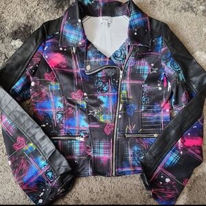 Descendants Disney D-signed girl  Medium 10 - 12 faux leather coat jacket